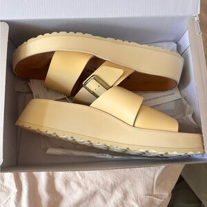 Birkenstock Women's Platform Slide Sandals in Pale Yellow